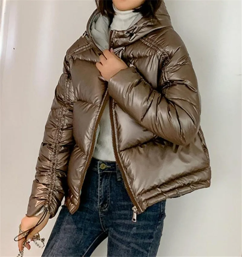

Down Cotton Jacket Coats Autumn and Winter new Women's Wear Thickened Warm Shiny Surface Warm Short Bread Coats Cotton Jackets