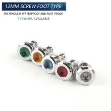 

12mm Metal LED Indicator Light Waterproof Signal Lamp 6V 12V 24V 220V Red Yellow Blue Green White Pilot Signal Lamp with Screw