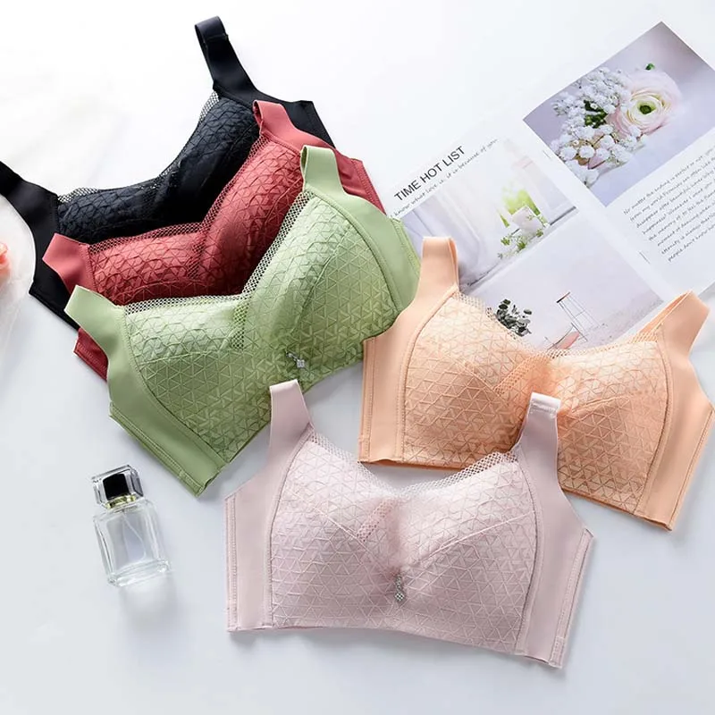 Summer Breathable Bra Women 3/4 Cup Bras Sexy Comfort Wireless Zero  Pressure Push Up Lingerie