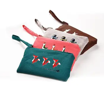 

GloryStar Novel Simple Cute Animal Print Canvas Pencil Case Coin Purse