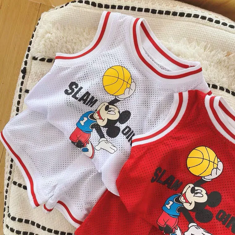 baby clothing set essentials 2021 Summer Kids Clothing Sets Cartoon Print Children's Quick-drying Suit Baby Boys Girls Mesh Sleeveless T Shirts Shorts 2pcs baby clothing set red	