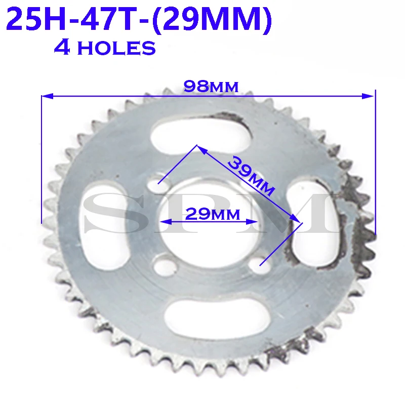 Rear sprocket 25H 47t 55t 62t 64t 66t 65t 68t 70t 72t 76t 80t 92t 26/29/54MM suitable for micro motorcycle two-stroke sprocket