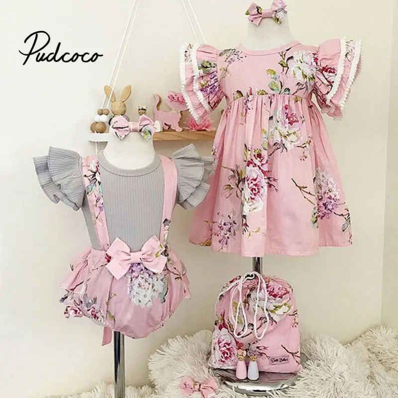 Детская одежда летняя для маленьких девочек платье маленькой сестры комбинезон