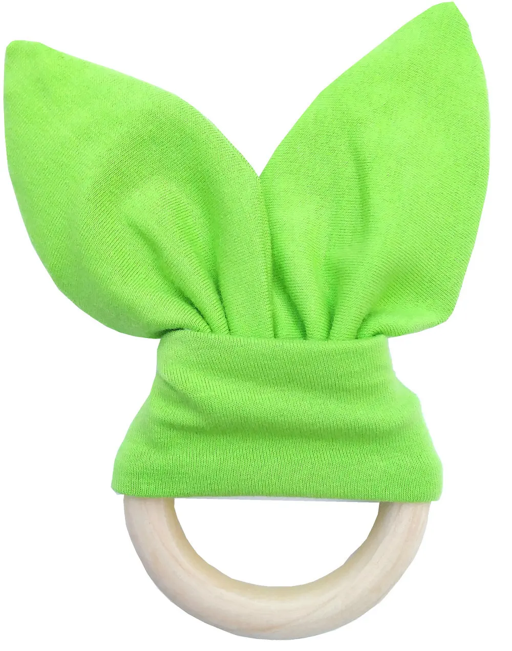 light green Кролик грызунок в форме уха, тканевый прорезыватель, тканевый и деревянный Прорезыватель для зубов с рифленым материалом - Цвет: light green