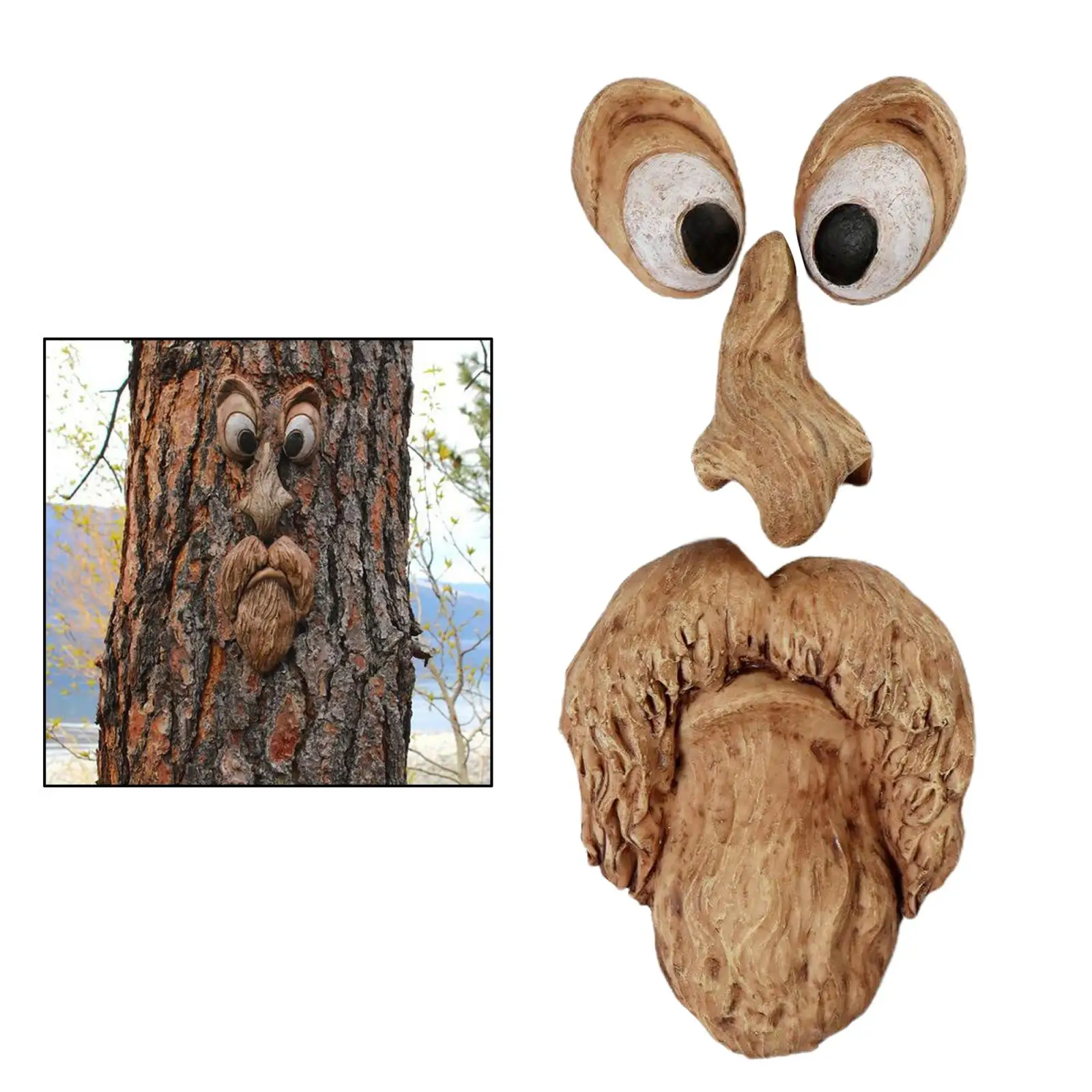 Tree Faces Decor Outdoor,Old Man Wild Bird Feeder Tree Hugger Statues in The Dark Eyes Garden Decor Yard Art