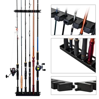 

6 Fishing Rods Fish Storage Rack Stand Holder Wall Mounted Fishing Rod Rack Fishing Tools Accessories