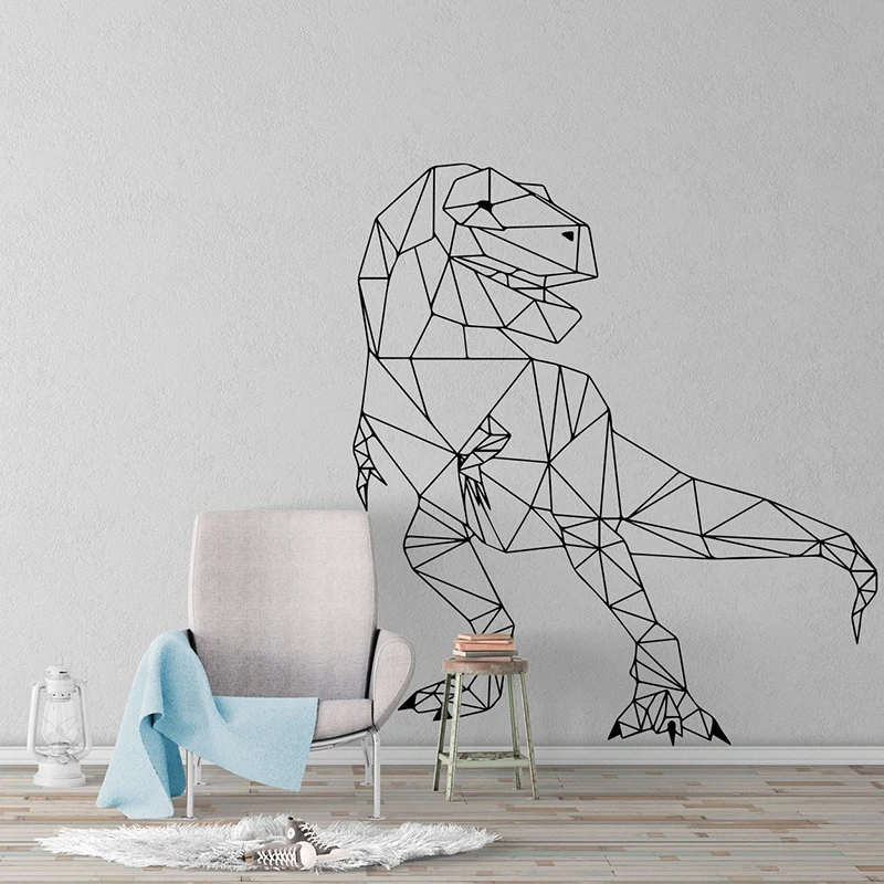 

Large Geometric Dinosaur T-Rex Wall Sticker Boy Room Kids Room Zoo Animal Dinosaur Wall Decal Bedroom Vinyl Decor