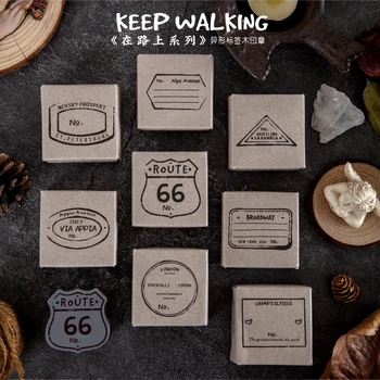 

Vintage Travel Label Series Retro Tag Wooden Seal Decoration Wood Rubber Stamp for DIY Scrapbooking Decoration Embossing