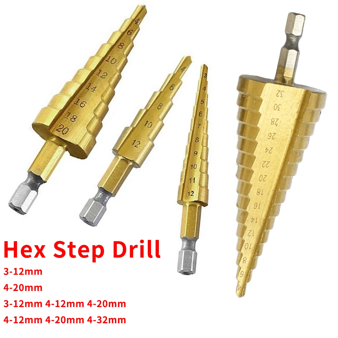 

1/4 Shank Step Drill Bit Set Mini Core HSS Drill Bit Quick Change Titanium Cobalt Metal Drilling Bit Tool 3-12mm 4-20mm