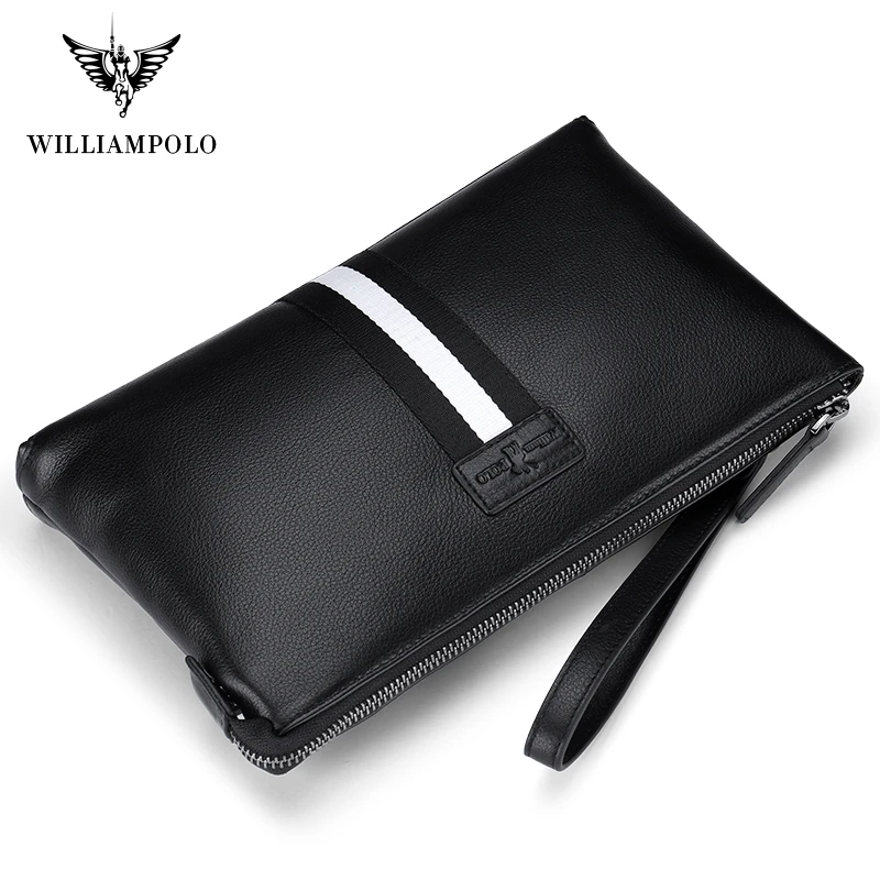 WILLIAMPOLO Large Capacity Clutch Purse Casual Man's Leather Wallets For ipad Male Wallet PL017D |