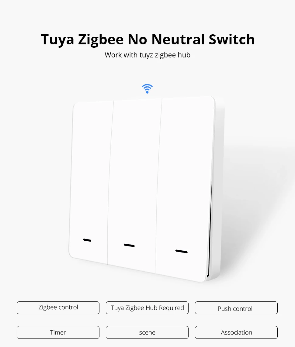 Zemismart Tuya Zigbee настенный выключатель Alexa Google Домашний Светильник без нейтрального провода Физическая кнопка