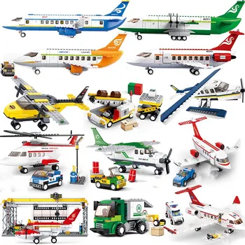 

Sluban City airport passenger plane Airplane Airfield sets repair station model building blocks toys bricks jets friends cargo