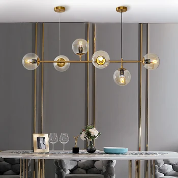 

IKVVT Modern Glass Molecular Pendant Lights Luxury Golden Glass Ball Hanging Lamp for Livingroom Bedroom Restaurant Deco Maison