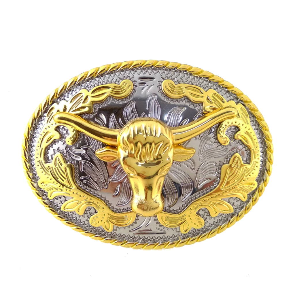  Western   Belt   Buckle   Horse   Catterl   Head   Arabesque   Pattern   Metal   Vintage   Cowboy 
