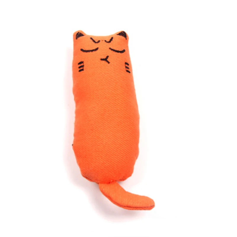 Оранжевый Кот шлифовальные игрушки для кошек Catnip смешной интерактивный плюшевый Кот игрушка котенок жевательная игрушка когти большой палец кусая кошка мята для кошек зубы игрушки - Цвет: Оранжевый