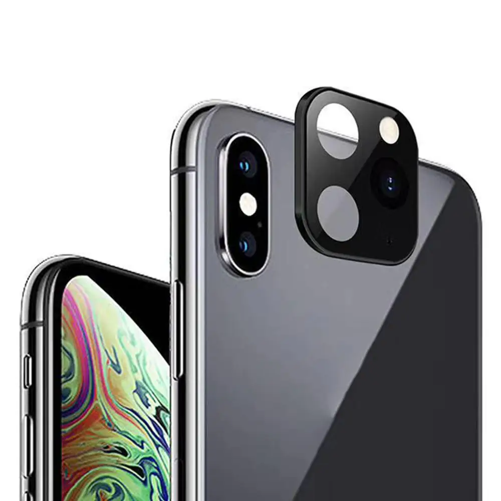 Закаленное стекло для замены секунд iPhone 11 Pro Крышка для объектива камеры для Apple iPhone X XS MAX чехол из титанового сплава задняя крышка для камеры - Цвет: black