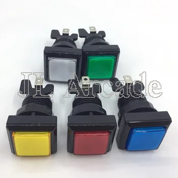 

1pcs 33mm Square Arcade Button LED Illuminated Push Button with Microswitch for Arcade Games (DC 12V, 5 colors)
