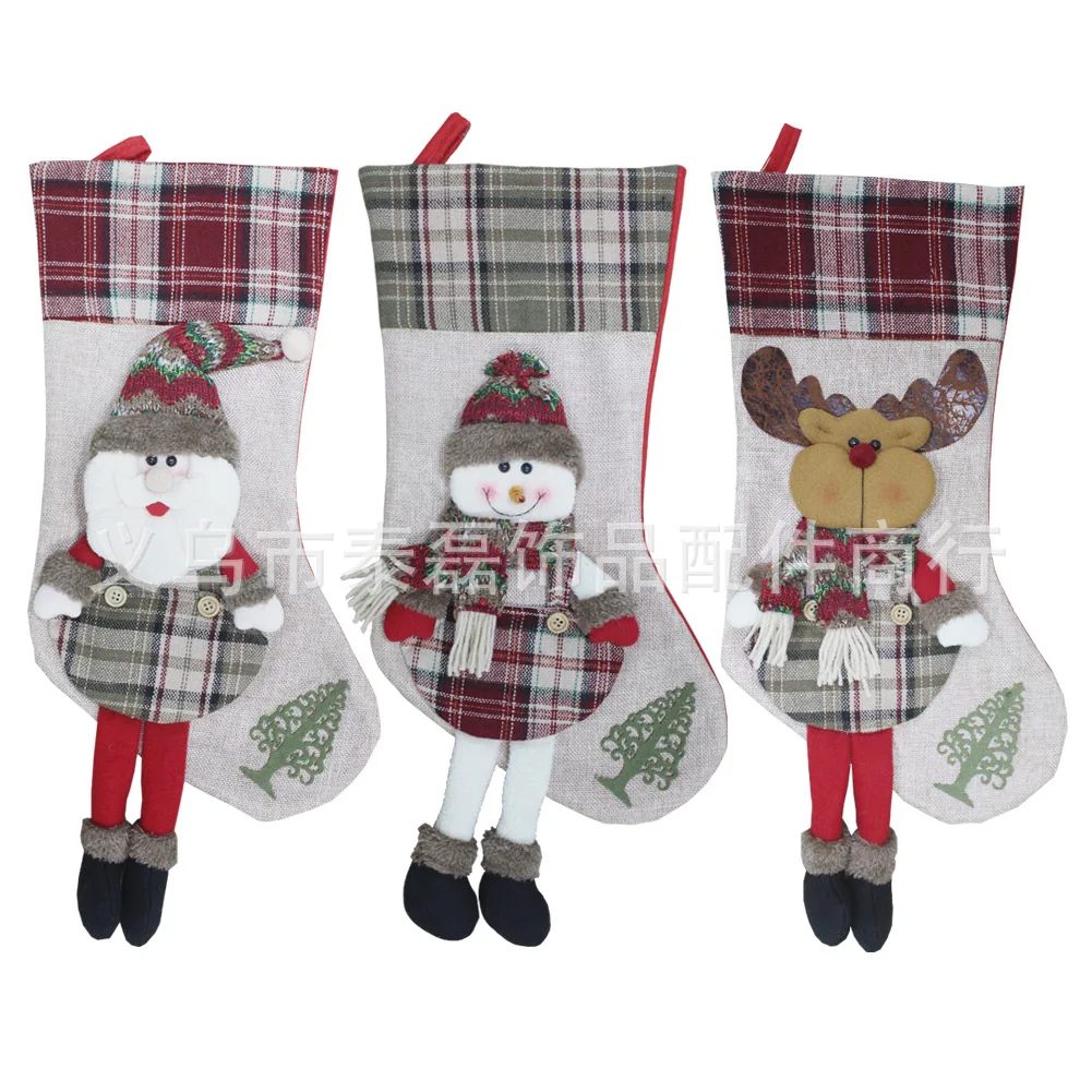 Детский Подарочный мешок конфет, Рождественские декоративные носки, трехмерные носки с рождественской елкой, подвесные очаровательные рождественские принадлежности