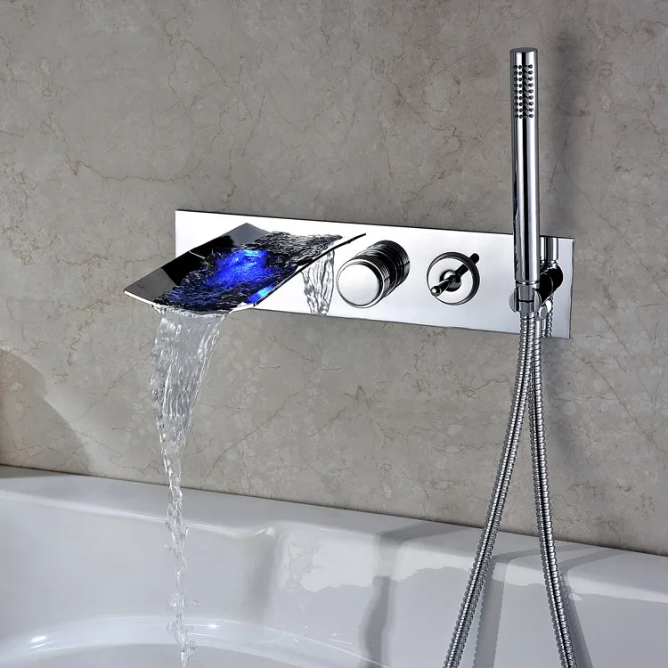 

Benefit Margin Waterfall Effluent Led Light Concealed Bring Hold Shower Cold Hot Water Basin Faucet