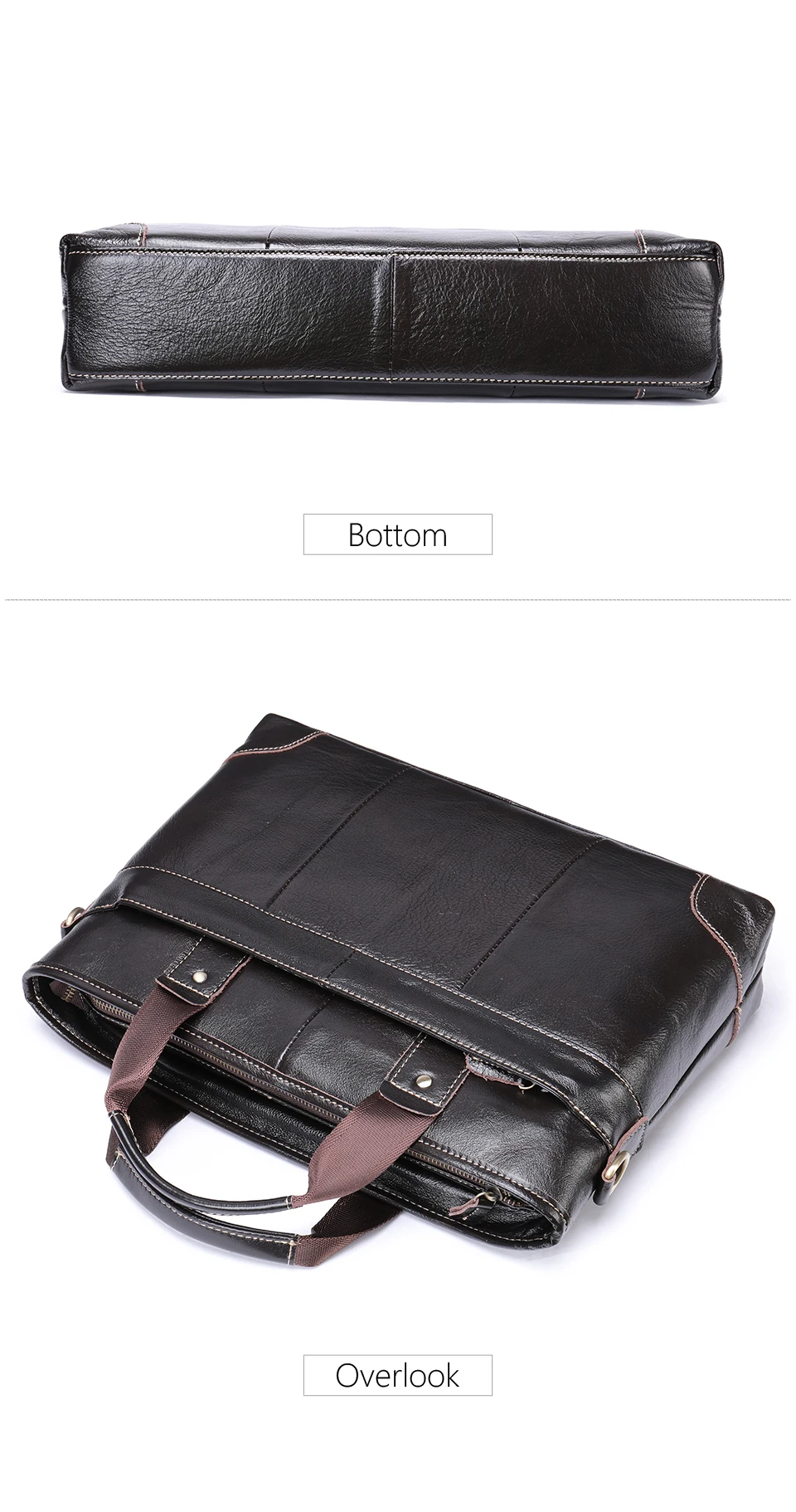 Black Leather Messenger Bag Unisex Laptop Briefcase