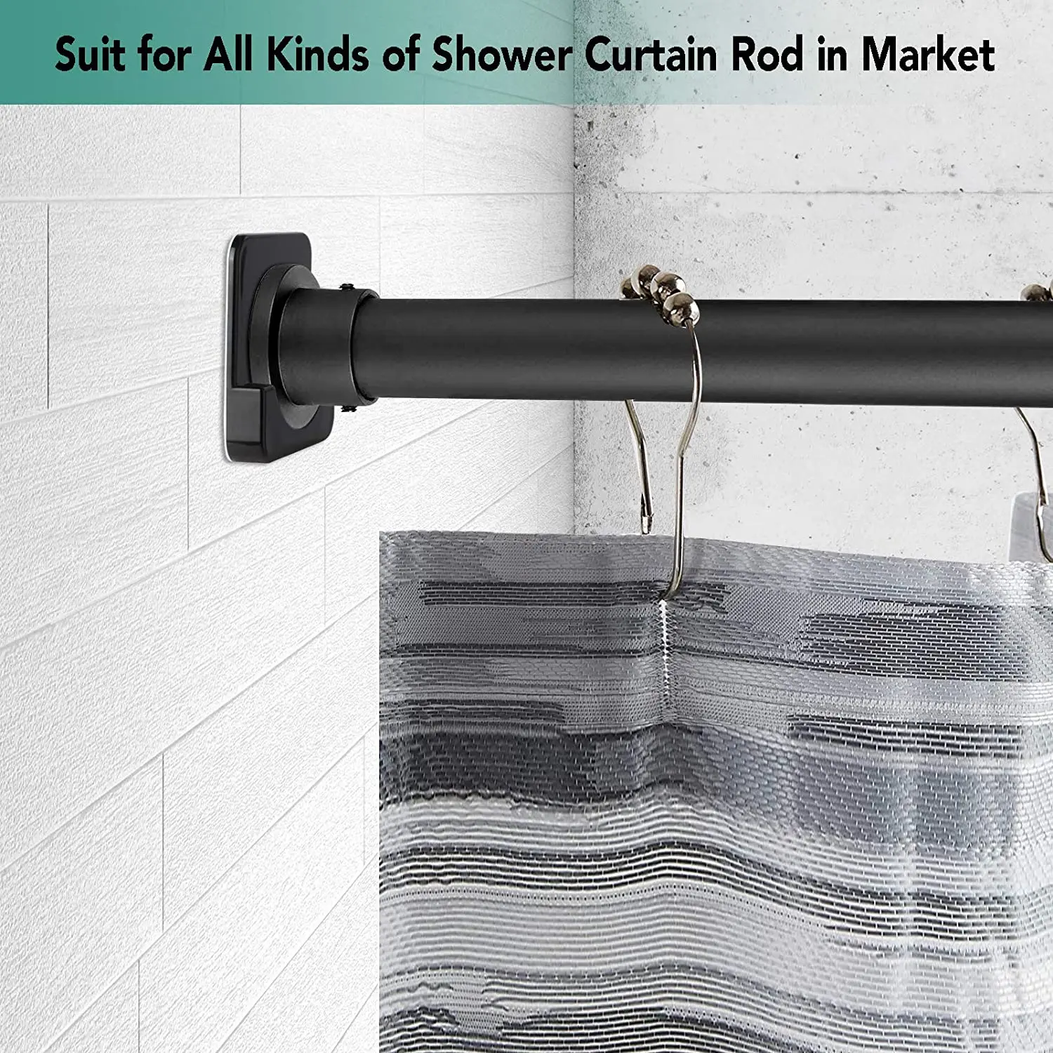 Universal Shower Curtain Rod Mount Holder For Wall Adhesive Shower Rod