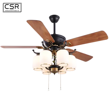 

American Fans with Lights Remote Control Living Room Bedroom Home Fan Hanging Lamp High Quality Glass LED Ceiling Fan Light 220V