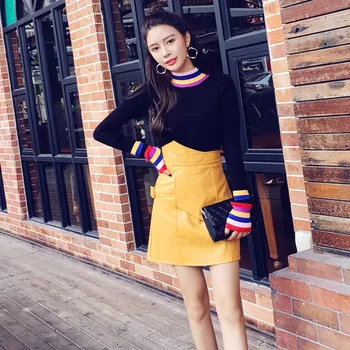 

Women Sweaters 19 Winter Tops Turtleneck Sweater Women Thin Pullover Jumper Knitted Sweater Patchwork Pull Femme New Tops