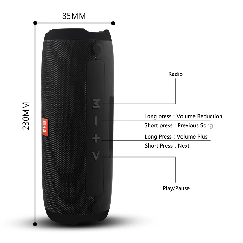 Переносная Bluetooth колонка E13 Mini беспроводная стереоколонка для телефона радио