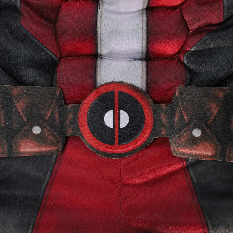 Movie Kids Deadpool Costume Onesies Muscle Children Wade Wilson Halloween Carnival Suit Kids Boy Baby Girl Clothing Set Cosplay