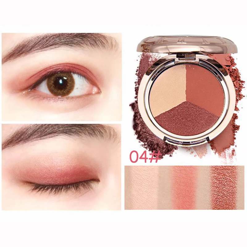 

HOJO 3 Colors Eye Shadow Palette Makeup Beauty Cosmetics Make Up Metallic Pigment Glitter Eyeshadow For Full Eyes makeup