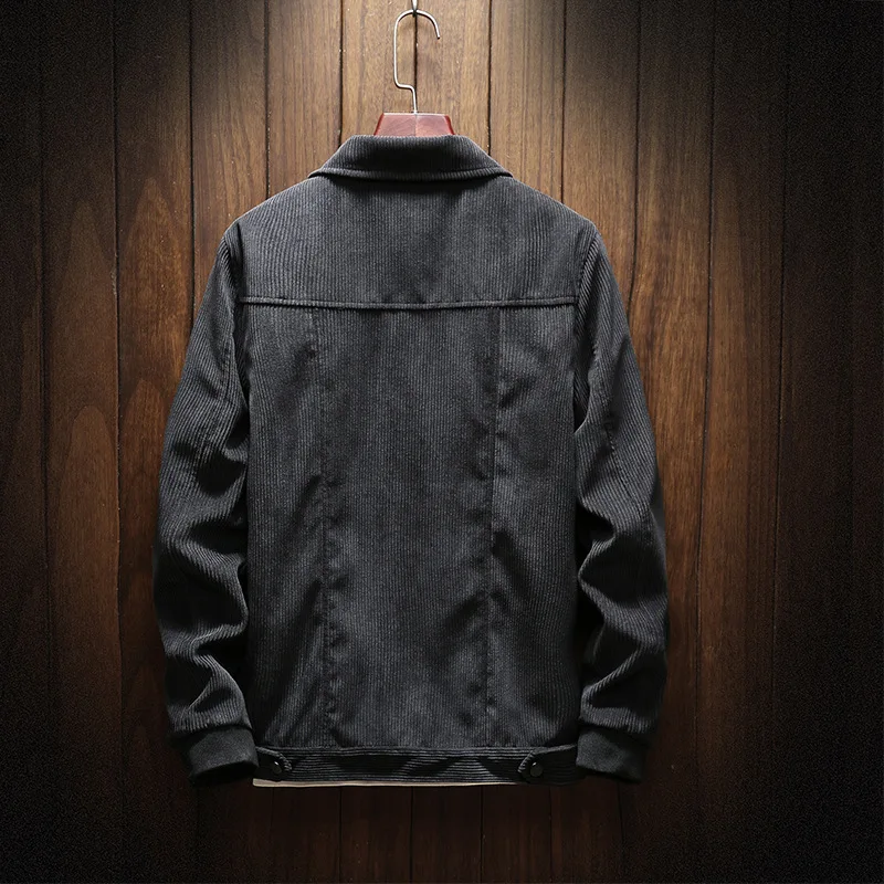 

2018 New Style Spring And Autumn Clothes Fashion Coat Korean-style Slim Fit Men Fold-down Collar Corduroy Jacket Fashion Man You