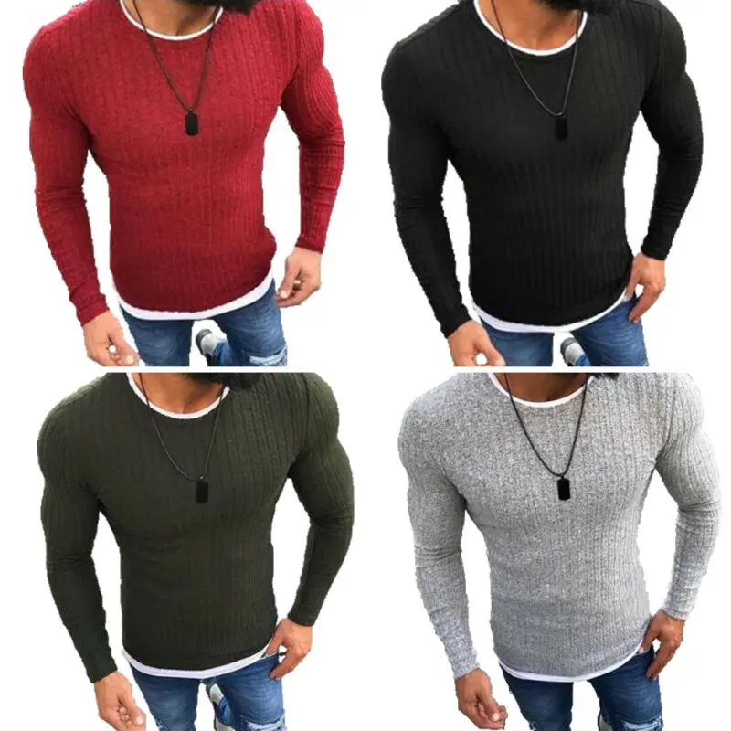 2020 Новый стиль Модные популярные мужские облегающие повседневные топы с длинным