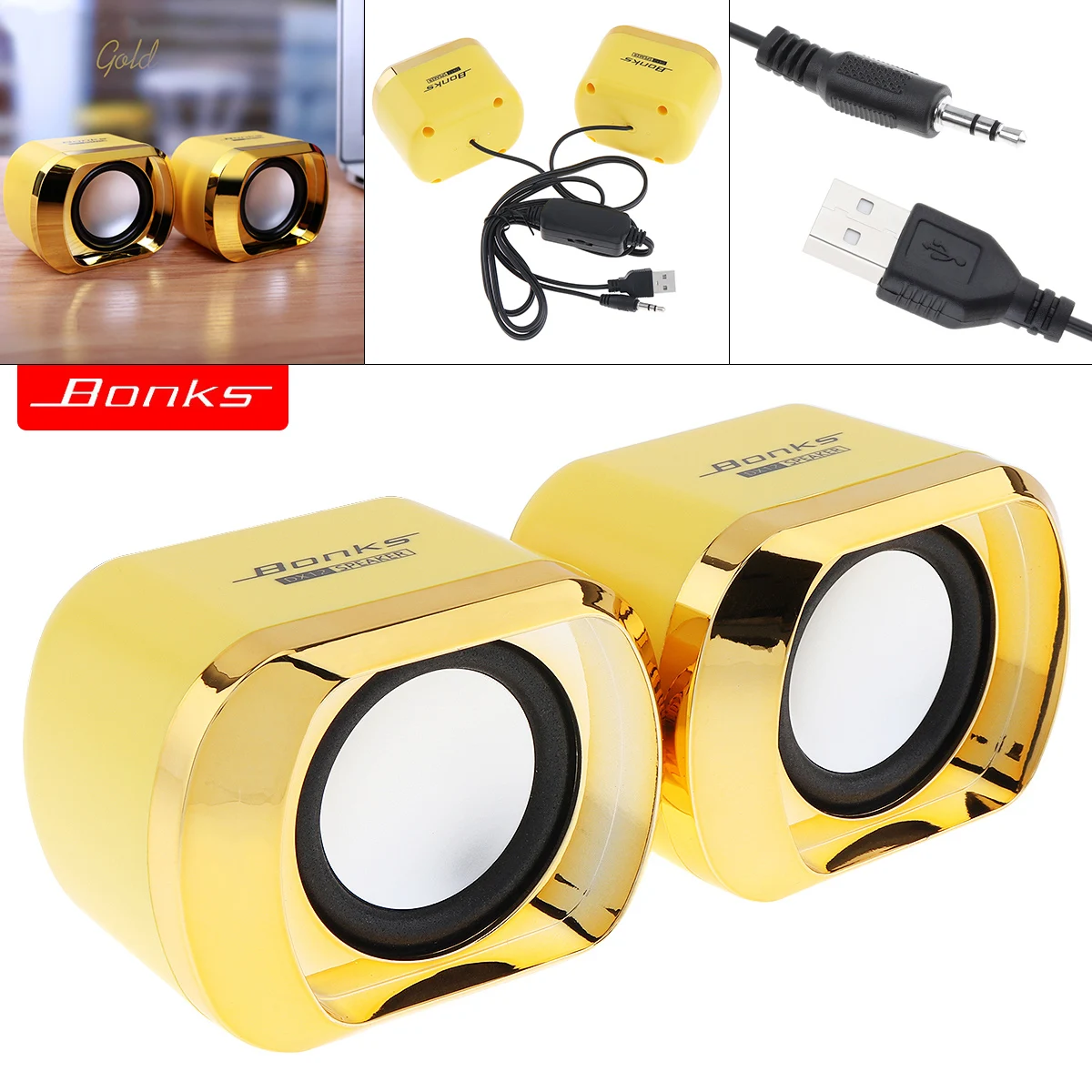 Bonks DX12 мини обшивке USB2.0 сабвуфер 2-х канальный Динамик с 3,5 мм стереоразъёмом/USB Мощность разъем порта для настольного ПК чехол для телефона