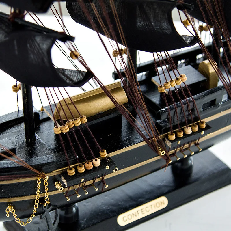 50cm Solid Wood Pirate Ship Mediterranean Sailing Model Wooden Crafts  European Ornaments Sailing Boat Manual Craft Accessories