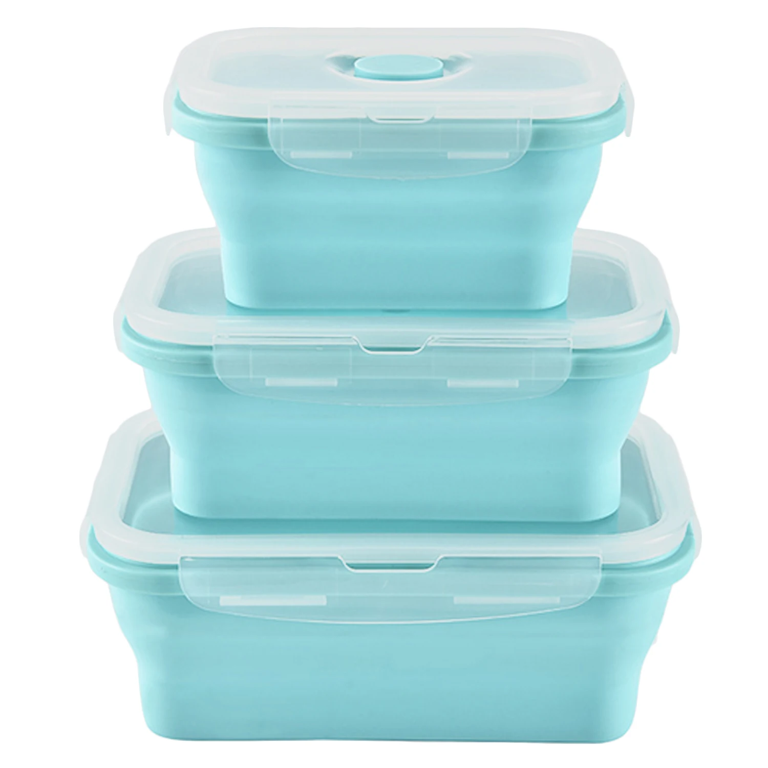 Blue Behogar 3 шт многоразовые Складные Bento Box стекируемые силиконовые контейнеры для хранения продуктов складной Ланч Bento коробки миски Ланчбокс - Цвет: Blue