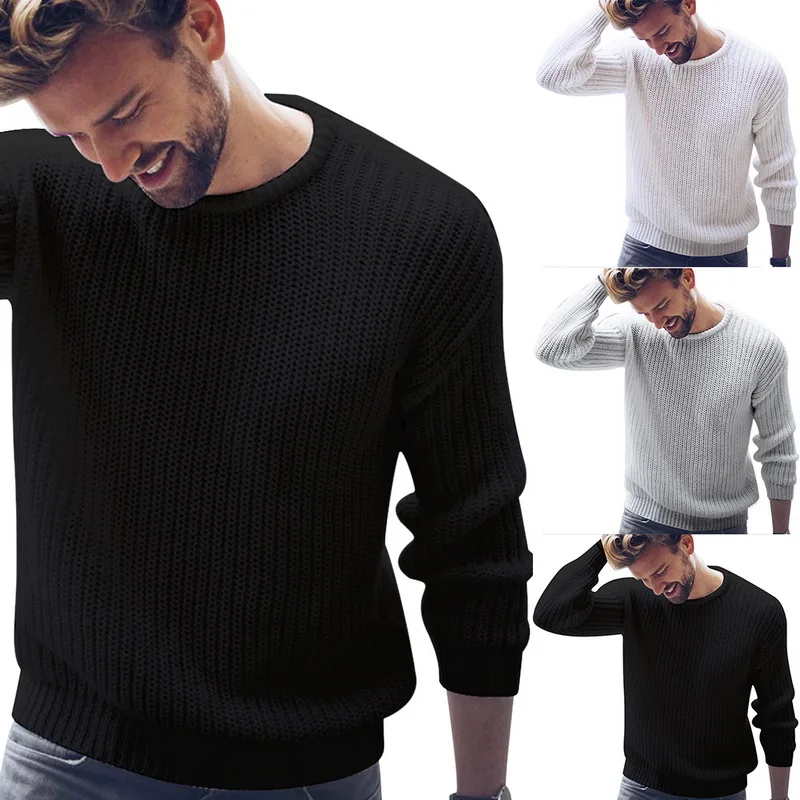 Мужской Повседневный хлопковый свитер, пуловеры, Мужская трикотажная одежда в Корейском стиле, большие размеры, модные однотонные тонкие свитера, новинка
