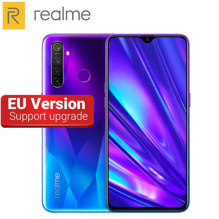 Европейская версия 6,3 дюймов Realme 5 Pro 48MP четырехъядерный мобильный телефон 8 ГБ ОЗУ 128 Гб ПЗУ 4035 мАч восьмиядерный смартфон Snapdragon 712 4G