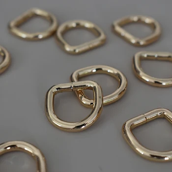 

Gold 100 Pcs/Lot Metal D-shaped Buckle For 15mm Webbing Environmental Semicircle Button Dee Ring Dog Collar Bags
