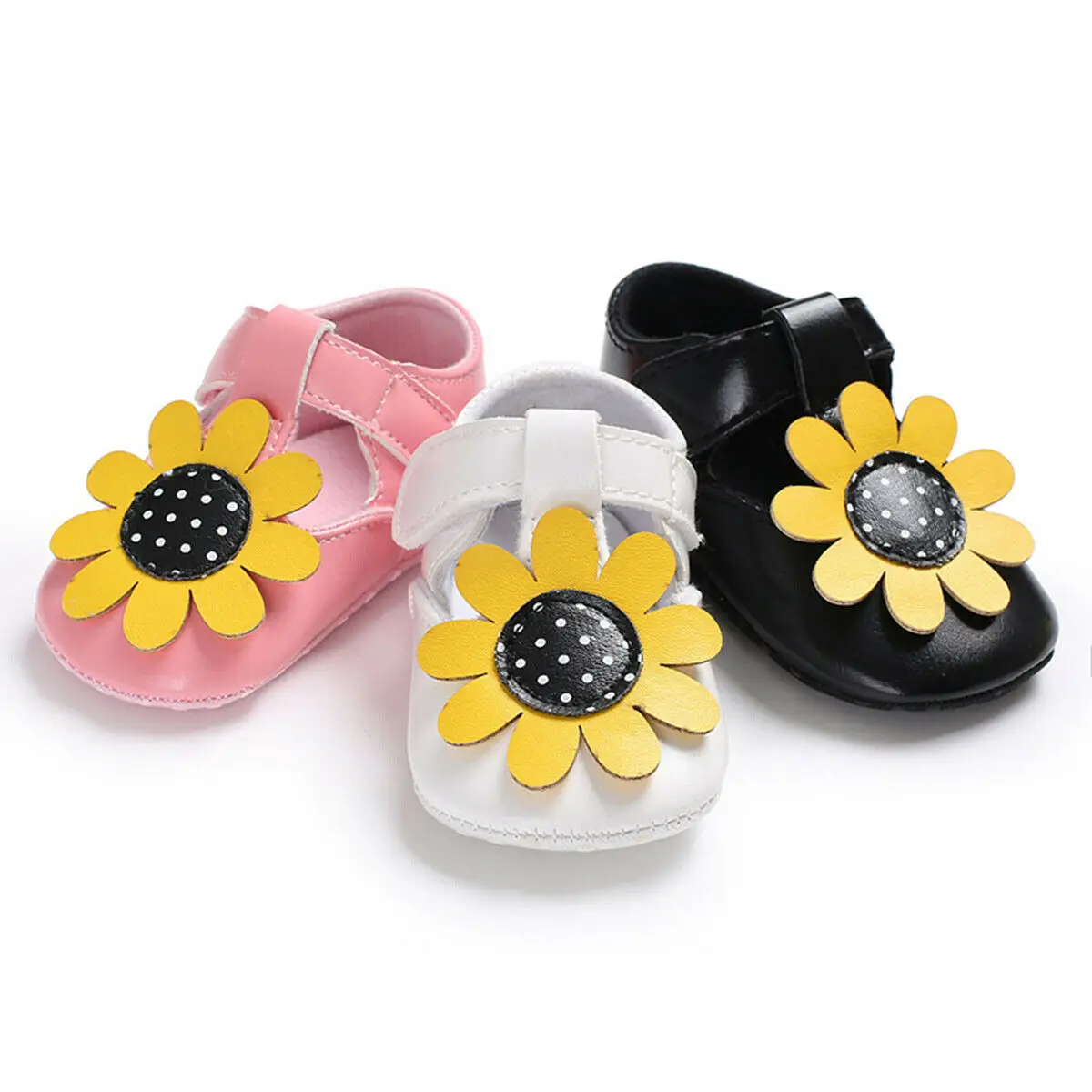 

Newborn Baby Girl Lovely PreWalker Pram Shoes Party Princess Anti-slip Shoes Anti-slip Prewalker Soft Sole Crib Sunflower Shoes