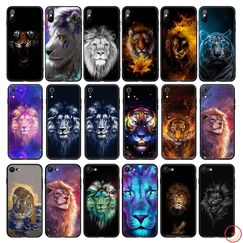Tiger Lion Art Soft Silicone Phone Case for iPhone 11 Pro Xs Max X or 10 8 7 6 6S Plus 5 5S SE Xr 7Plus Cover |