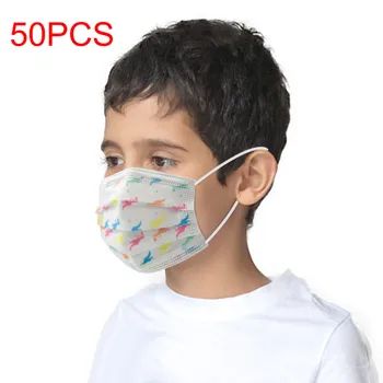 

50PCS Fog Haze Dust-Proof Breathable Children's Masks Mouth Nonwoven Colorful Cartoon Print Pattern Desechable Mouth Masks #Y5