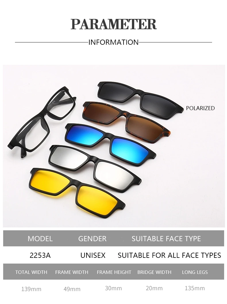 5 в 1 ретро круглые магнитные поляризованные солнцезащитные очки с клипсой для вождения оправа для очков