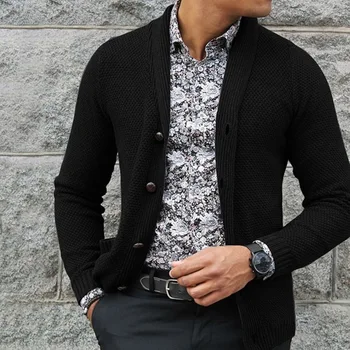 

Autumn Winter Men's Cardigan Sweater Single Breasted Knit Top Sweaters Fashion Men's Clothing