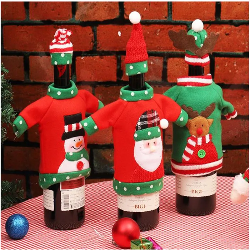 

Christmas Red Wine Bottle Wine Topper Cover Home Christmas Party Decoration New Year Navidad Decor