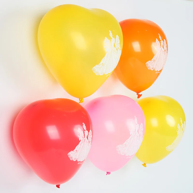 6pcs/lot Balloons with Pump Princess Colorful Latex Air Baloes Heart Shape for Kids Birthday Party Decoration Supplies
