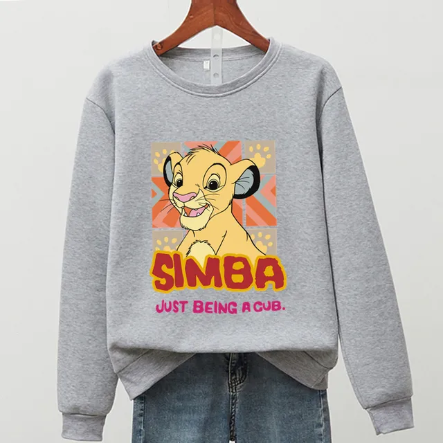 Hot US Anime Simba Hoodies Men Women 90s Aesthetic Streetwear Autumn Winter Warm Fashion The Lion King Sweatshirts Male Felmae Gray