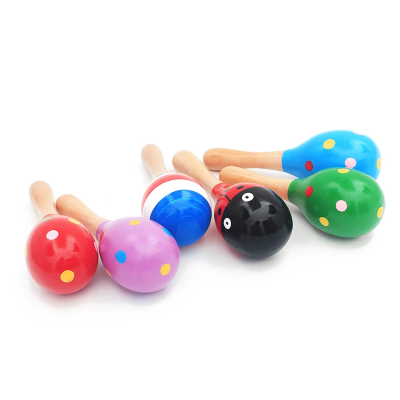 100Pcs/Lot Colorful Wooden Maracas Baby Musical Instrument Rattle Shaker  Toys for Birthday Baby Shower Party Favors Baptism Gifs - AliExpress