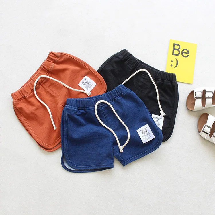 

Xin tong Washing Denim Shorts Children Small Icon with Rope Casual Denim-like Fabric Hot Pants Men And Women Children Soft Crawl