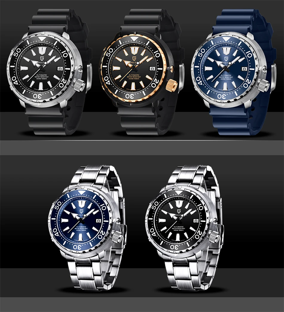 PAGANI DESIGN New 45MM Tuna Diving Wristwatch Men's 300M Waterproof Mechanical Automatic Watches Ceramic Bezel Relogio Masculino