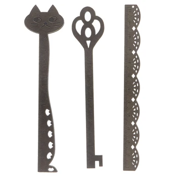 

1pc Kawaii Retro Vintage Style Metal Alloy Cat Lace Ruler Bookmarks For School Office Supplies Stationery